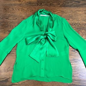 Alice + Olivia Green Blouse with Bow